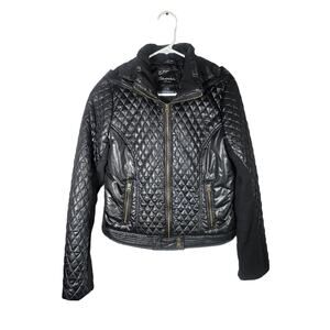 Aeropostale Women’s Black Jacket‎ Size Large Quilted Zip Sleeve Pockets Full Zip